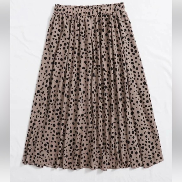 Animal Print Spots Elastic Waist Band Skirt Mocha Brown  Medium - Picture 1 of 3